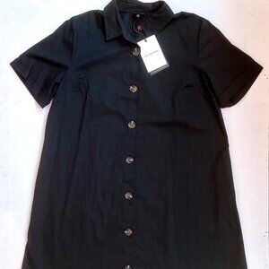 Who What Wear Black Button Down Shirt Dress - Size Med - NWT